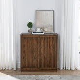Bellemave® Mid Century Sideboard with 2 Sliding Door & Solid Wood Decorative Strips - Bellemave